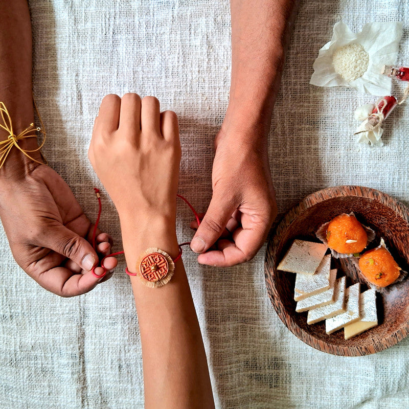 Cotton Rakhi For Bhaiya | Swastika Rakhi & Lady Ring | Set of 2