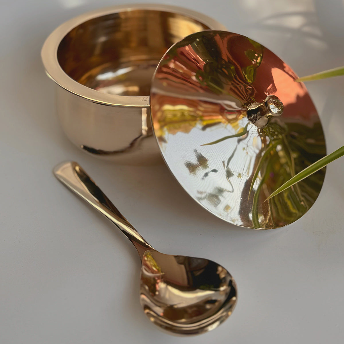 Bronze Serving Bowl Set | with Ladles | Gold | 6 Pcs