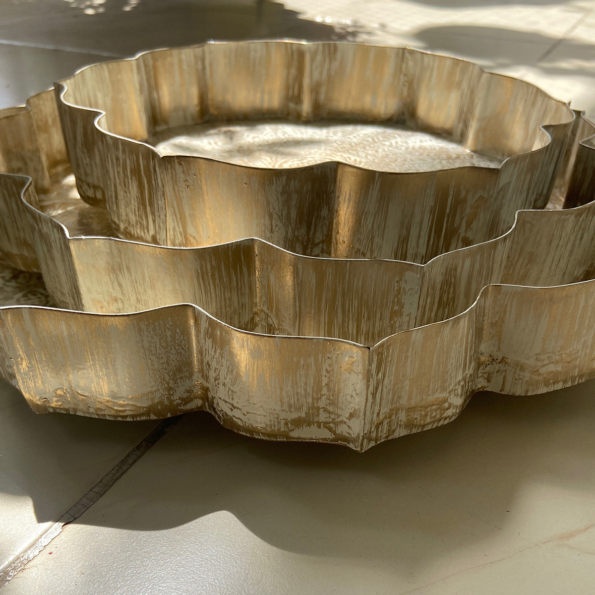 Iron Lotus Urli | Ivory & Gold | Set of 3