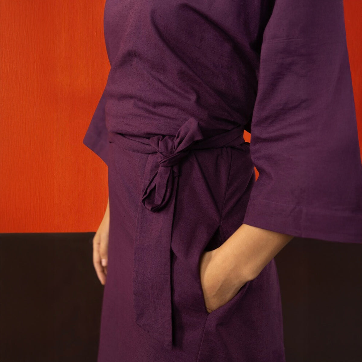 Aubergine Kham Chuba Os Tie Dress