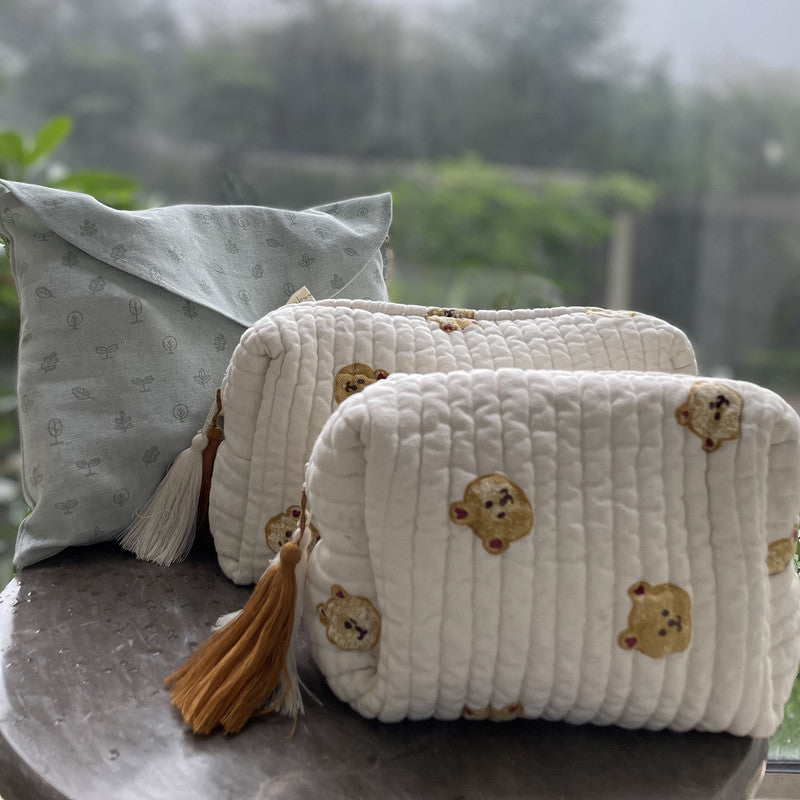Cotton Toiletry Bag for Baby & Kids | Quilted | Ivory