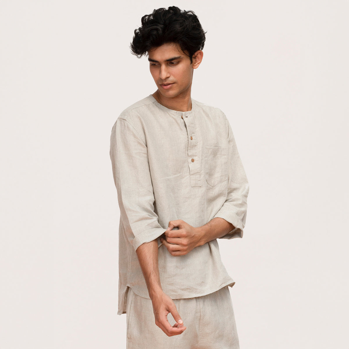 Undyed Linen Men's Pyjama Set