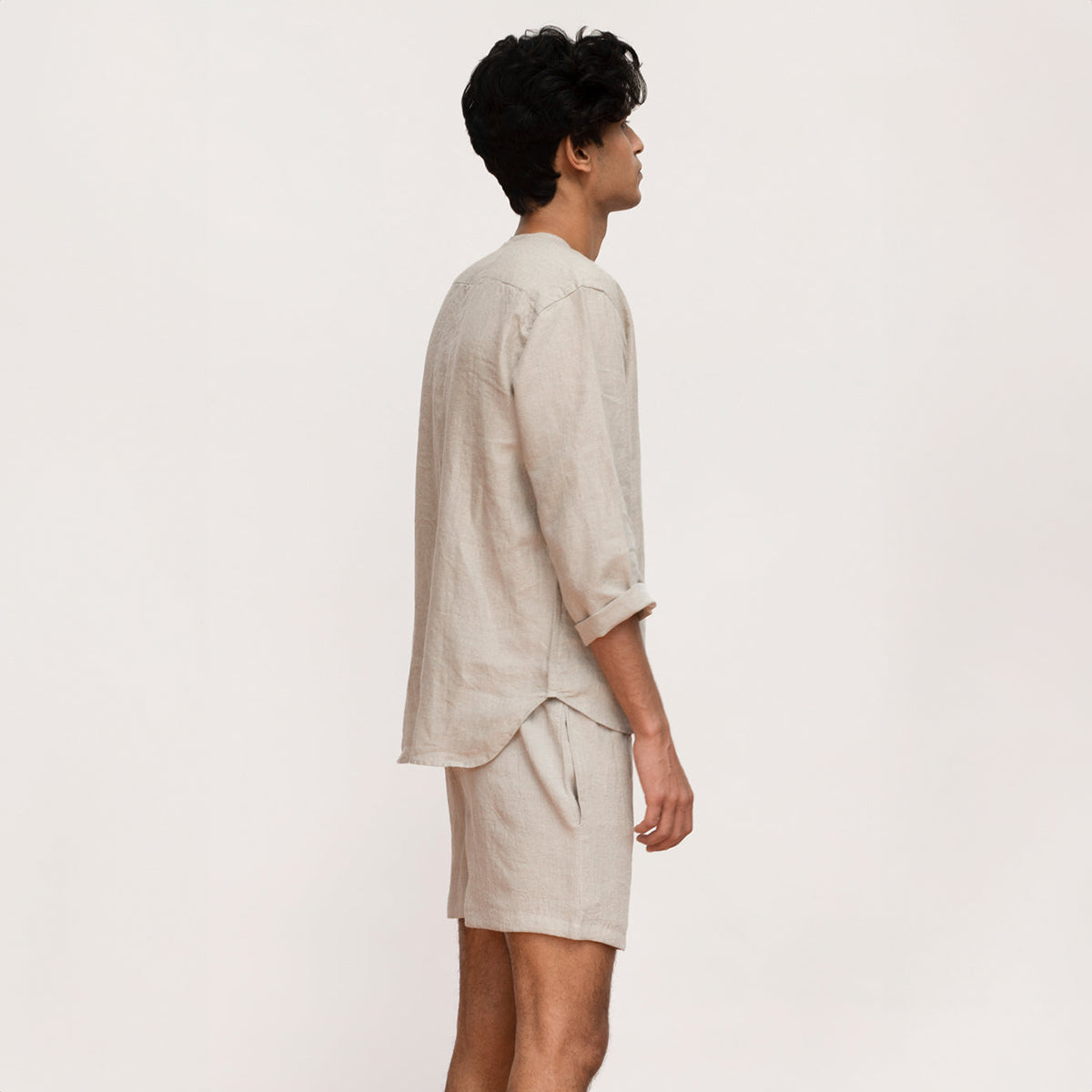 Undyed Linen Men's Shorts Set