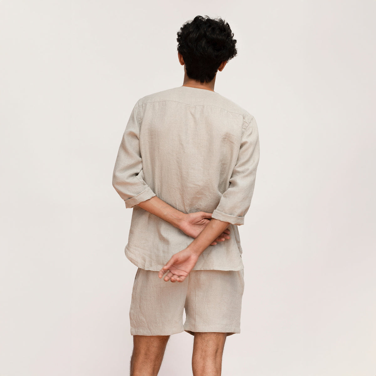 Undyed Linen Men's Shorts Set