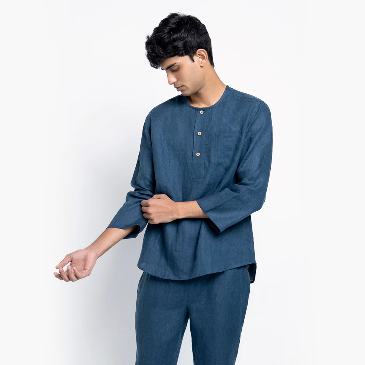 Indigo Linen Men's Pyjama Set