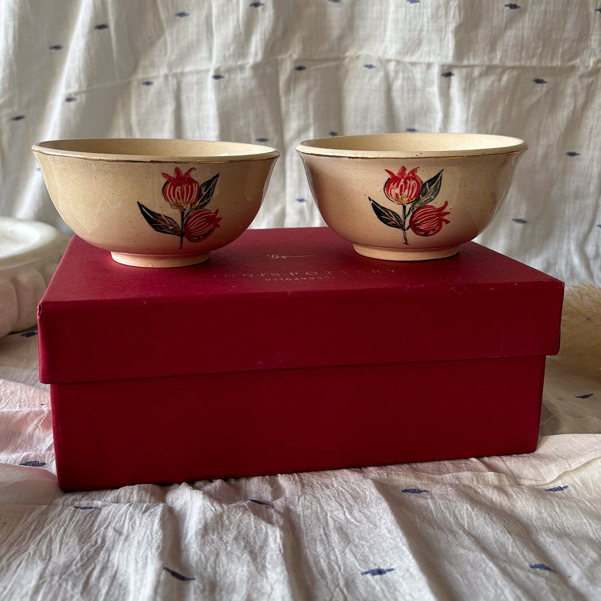 Hand painted Curry Bowl |Tulip | set of two | Finished in 24 karat gold