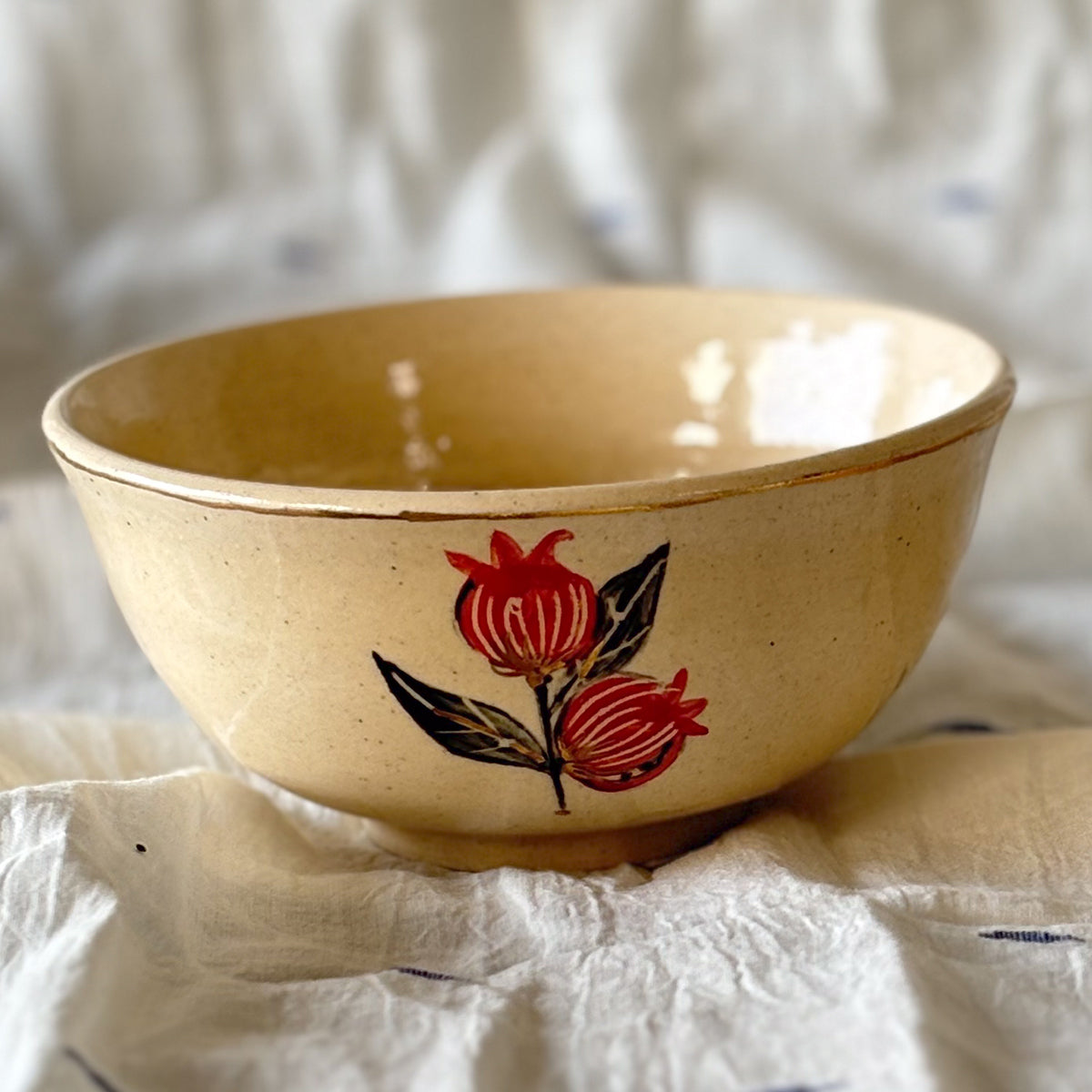 Hand painted Curry Bowl |Tulip | set of two | Finished in 24 karat gold