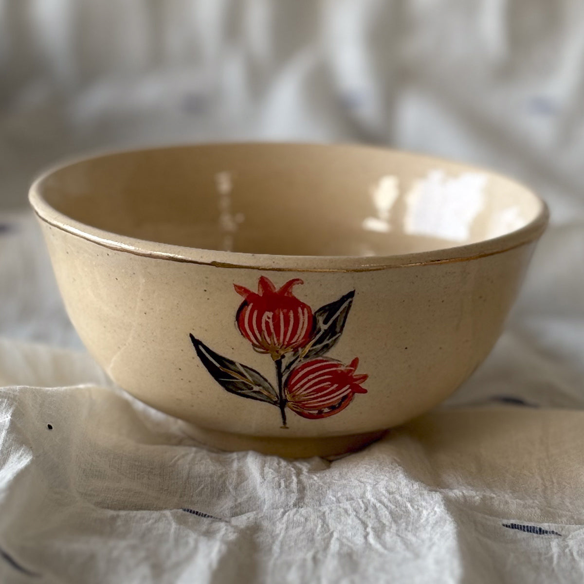 Hand painted Curry Bowl |Tulip | set of two | Finished in 24 karat gold