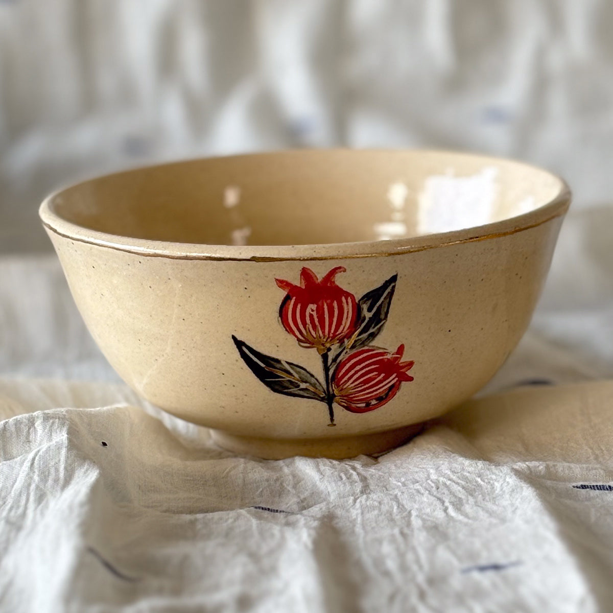 Hand painted Curry Bowl |Tulip | set of two | Finished in 24 karat gold