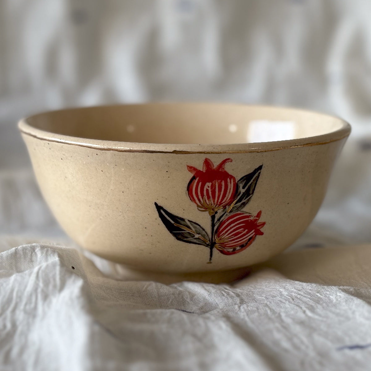 Hand painted Curry Bowl |Tulip | set of two | Finished in 24 karat gold