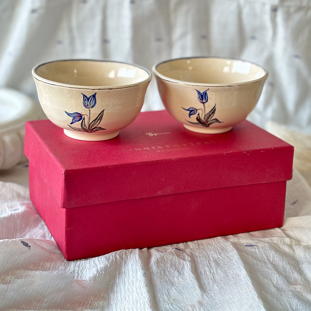 Hand painted Curry Bowl |Anaar | set of two | Finished in 24 karat gold