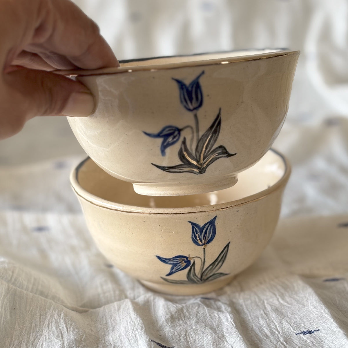 Hand painted Curry Bowl |Anaar | set of two | Finished in 24 karat gold