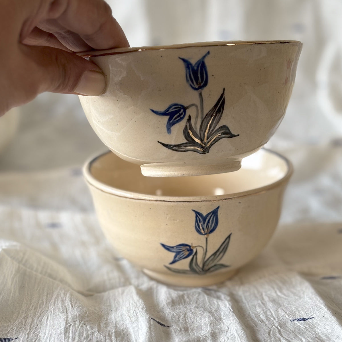 Hand painted Curry Bowl |Anaar | set of two | Finished in 24 karat gold