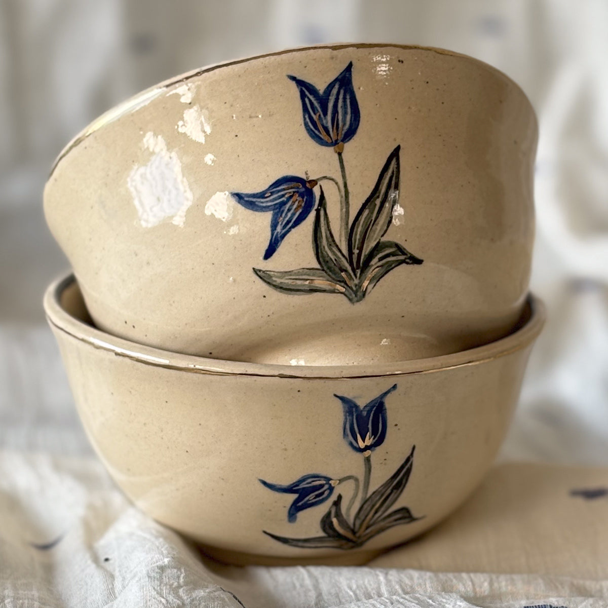 Hand painted Curry Bowl |Anaar | set of two | Finished in 24 karat gold