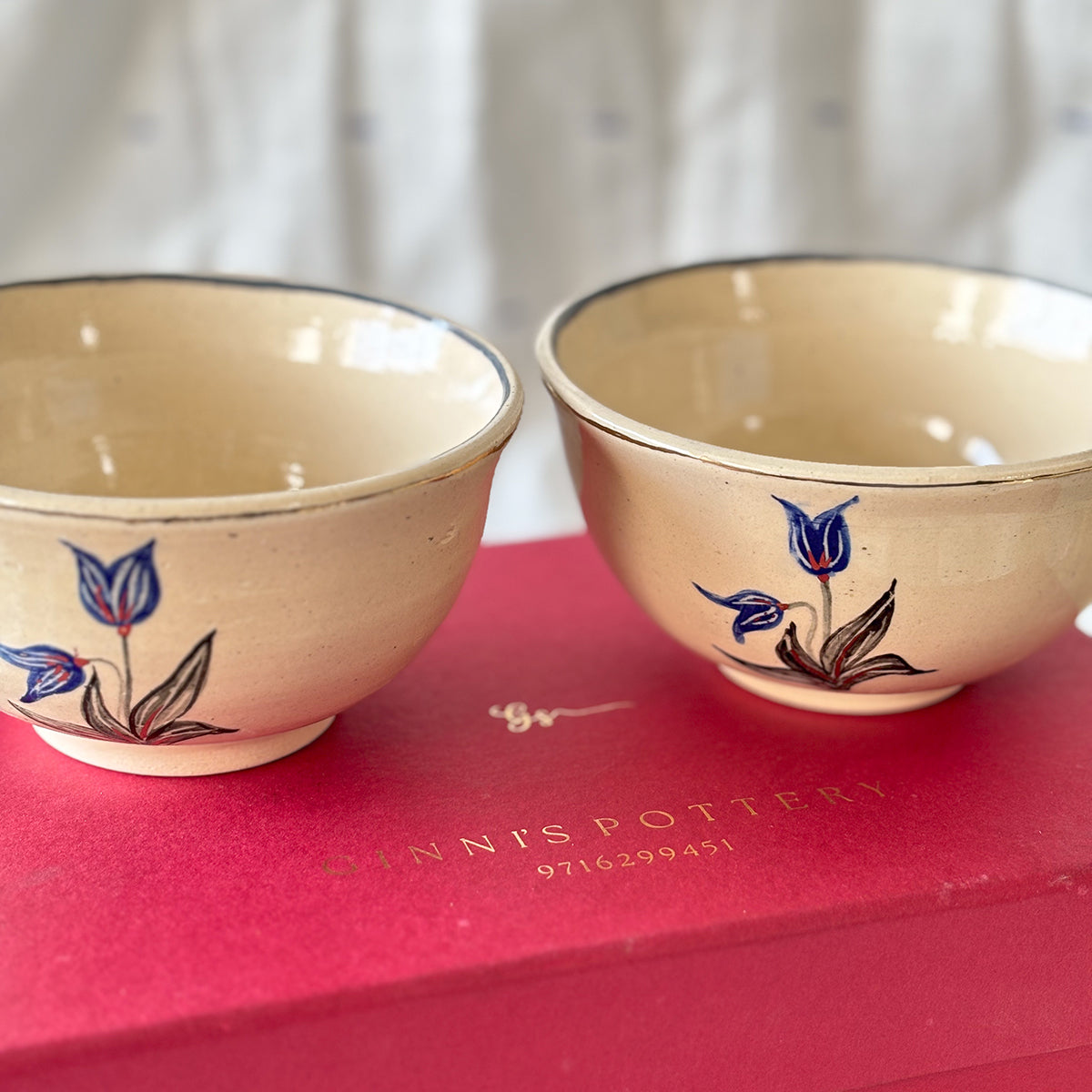 Hand painted Curry Bowl |Anaar | set of two | Finished in 24 karat gold