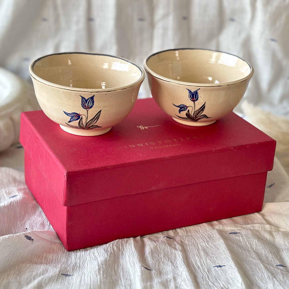 Hand painted Curry Bowl |Anaar | set of two | Finished in 24 karat gold