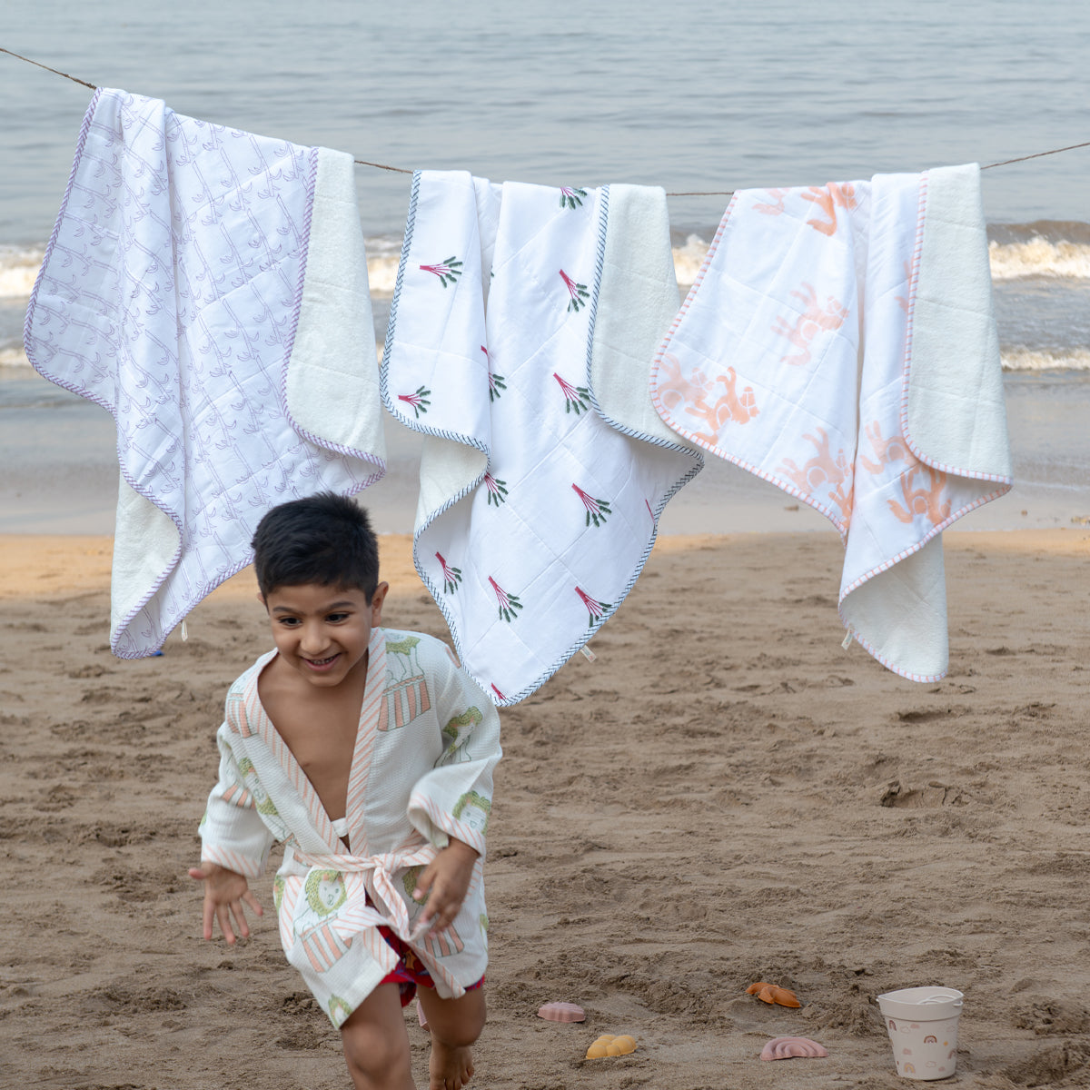 Baby Hooded Towel | Pure Cotton Terry - Tree | Purple
