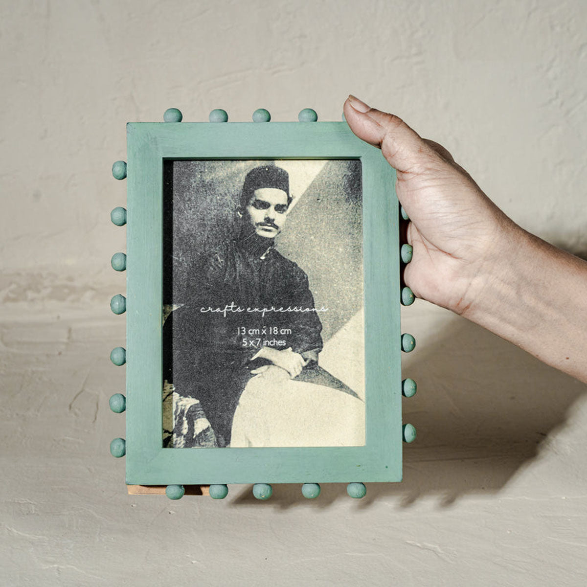 Beaded Wooden Photo Frame | Aqua Green | Holds 5x7 Inch Photo