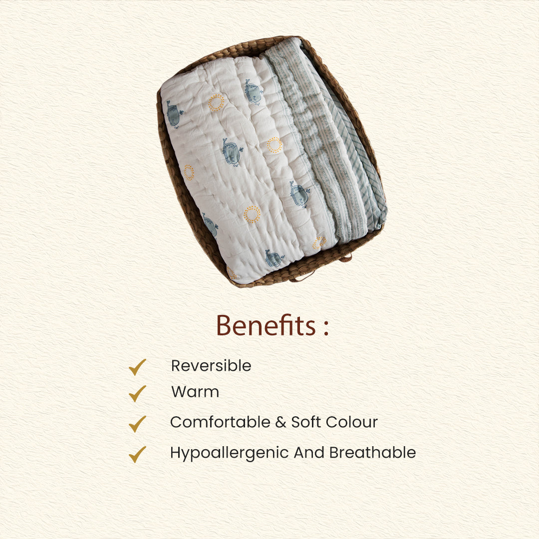 Moana Block Printed Baby Quilt