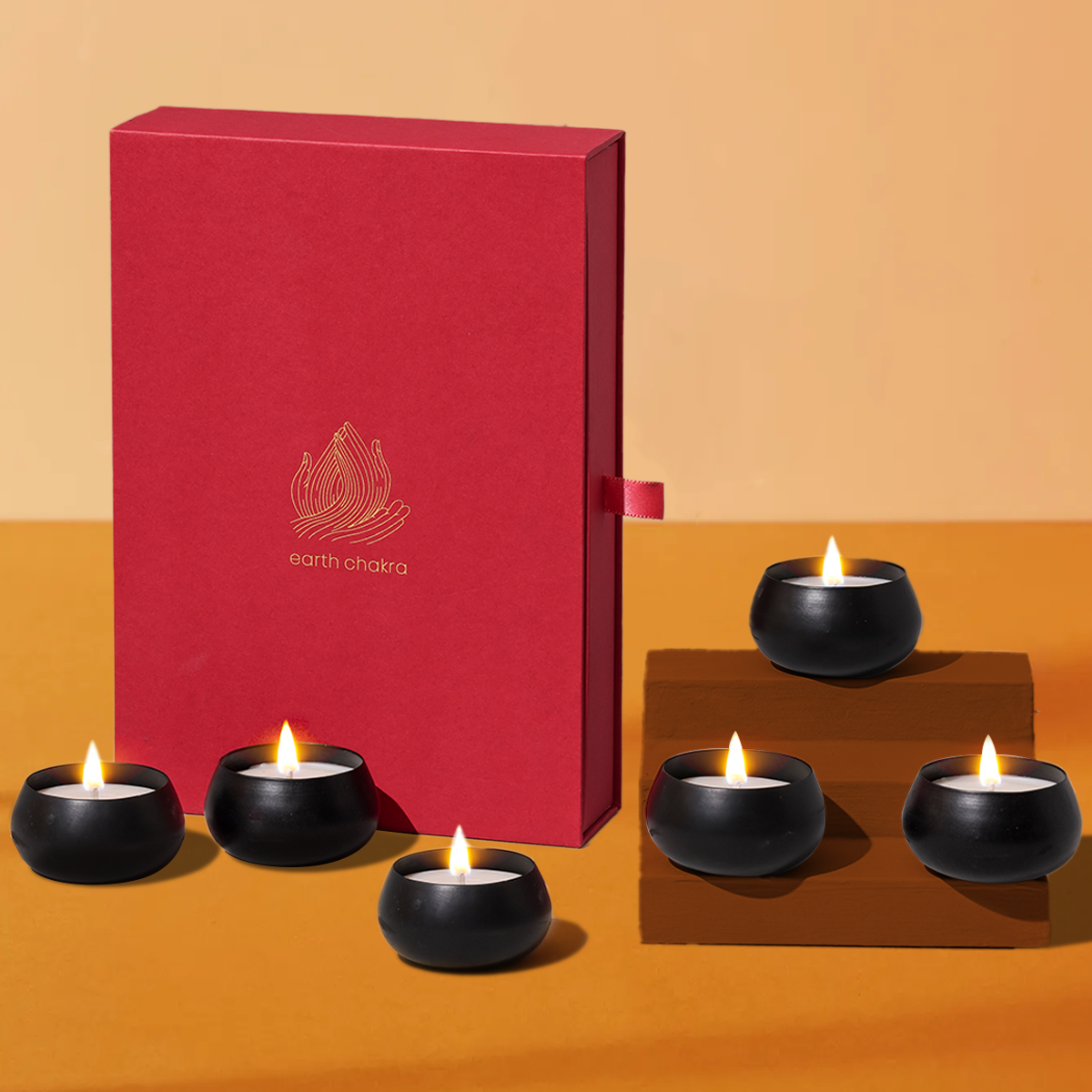 Black Metal Small Candles | Set of 6 | Vanilla | Soy Wax Candles | Gift Box