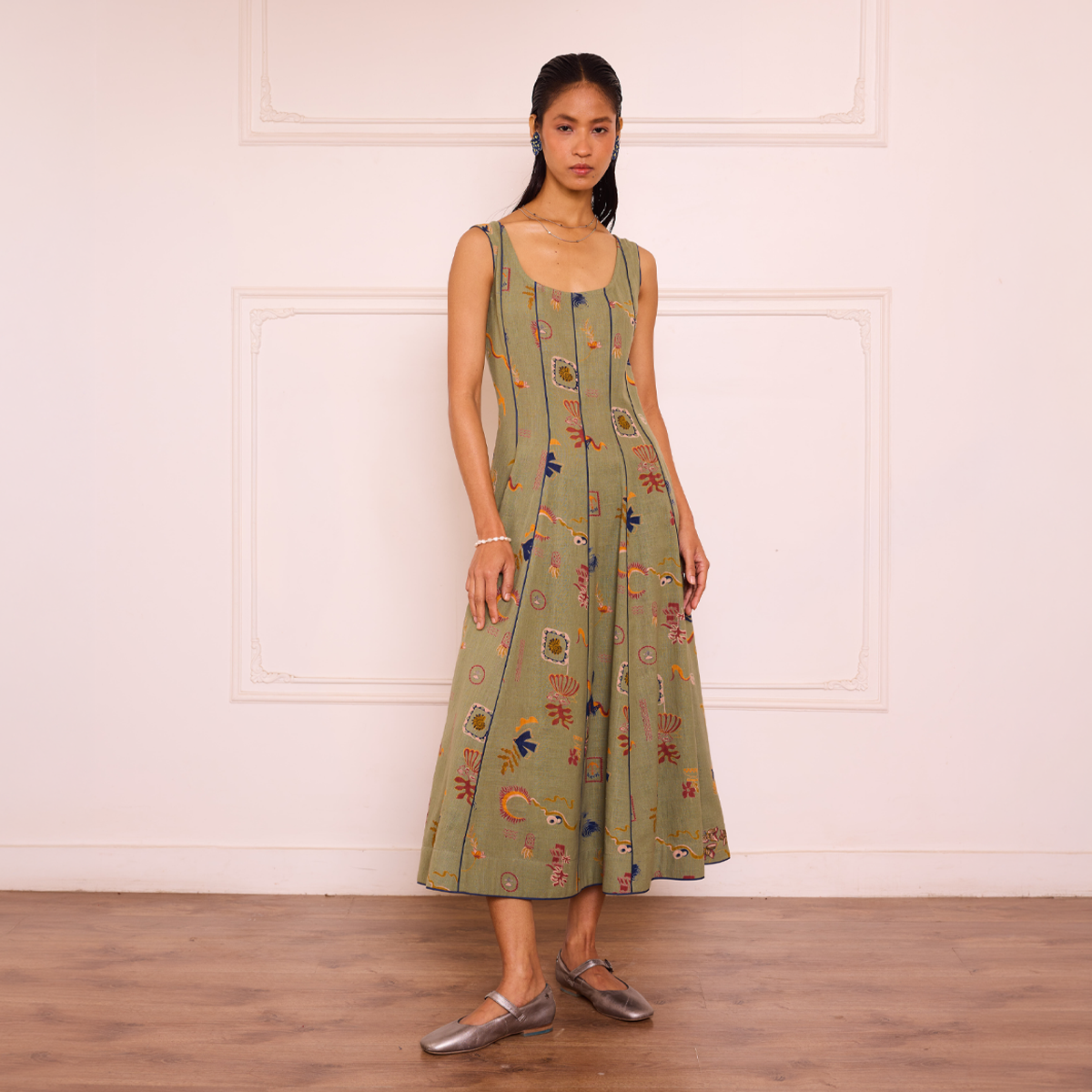 Bold Nights Handspun Handwoven Organic Cotton Maxi Dress