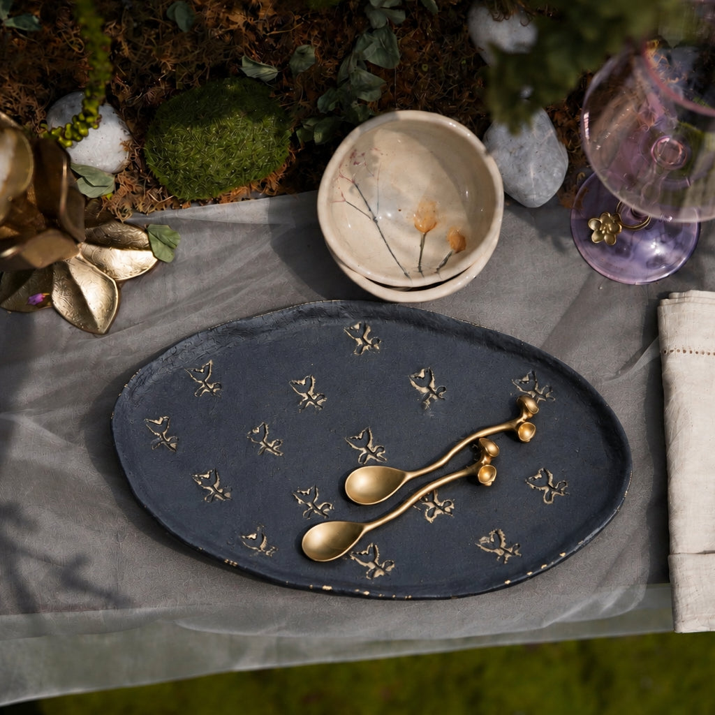 Dewfall Platter - Black & Gold