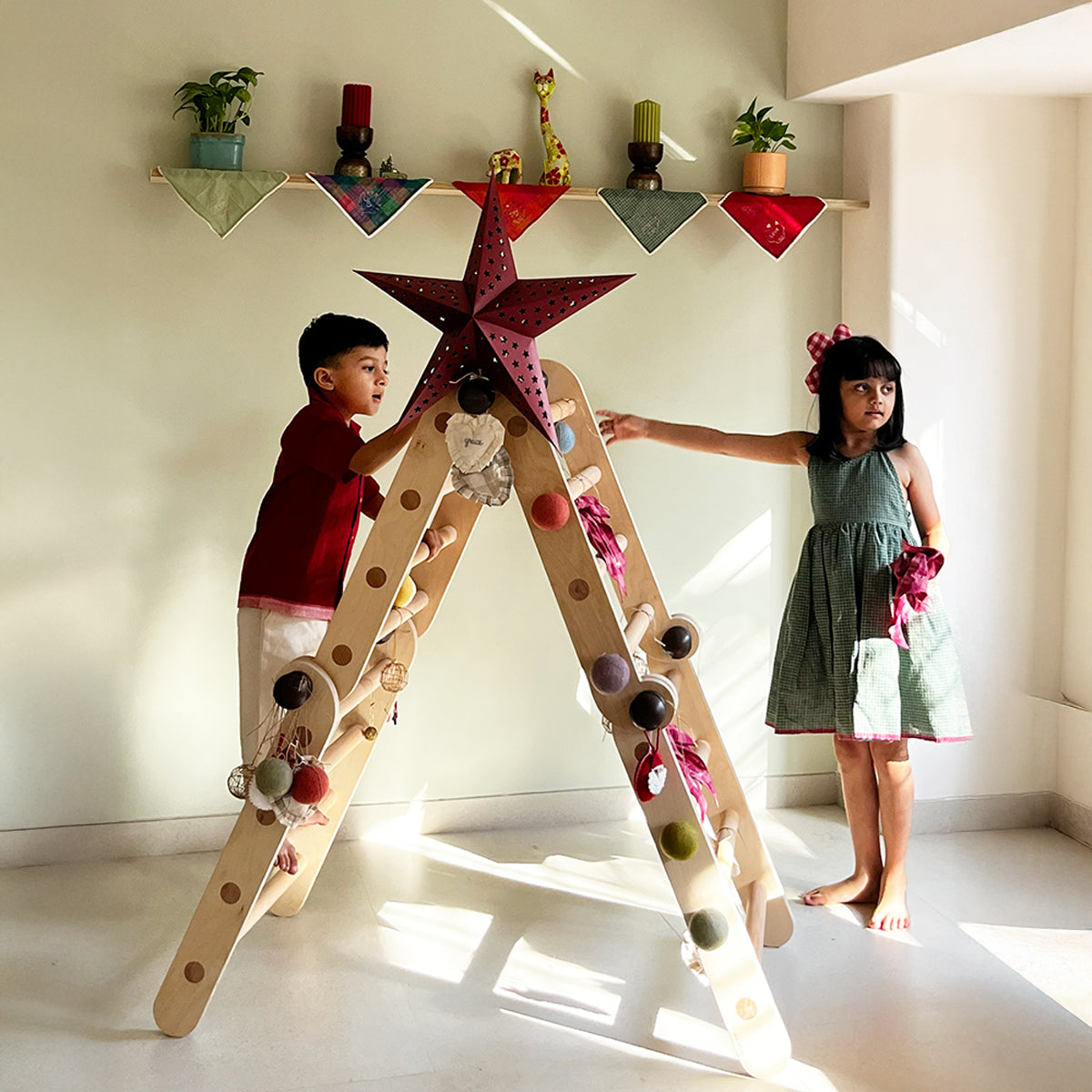 Bloom Handmade Green Checkered Halter Neck Girls Dress