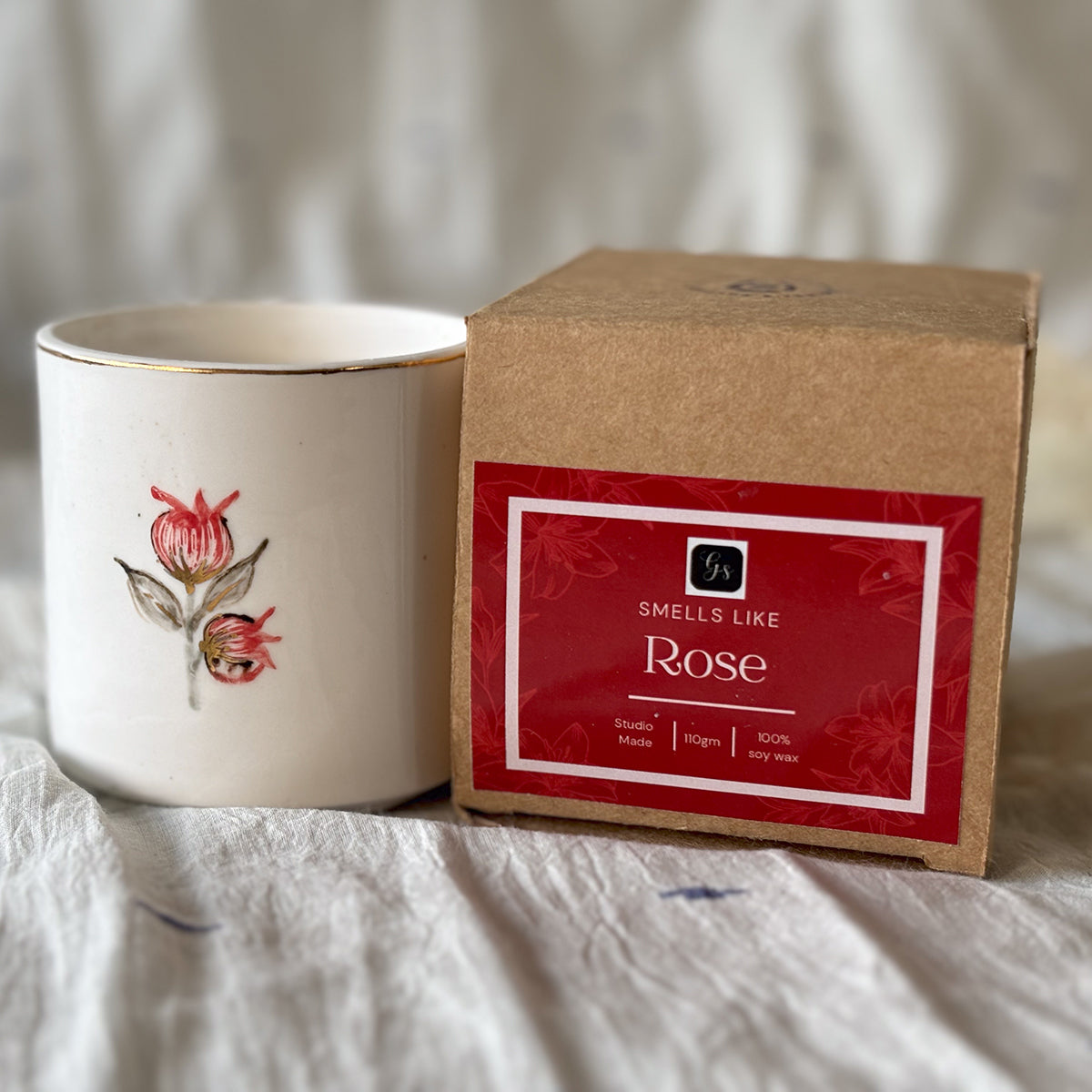 Hand painted Porcelain Candle glasses |Set of two | Mixed Design|Finished in 24 karat gold