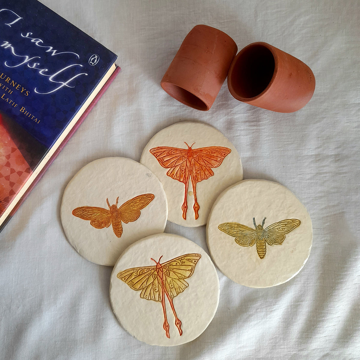Hawk & Luna Orange Coasters