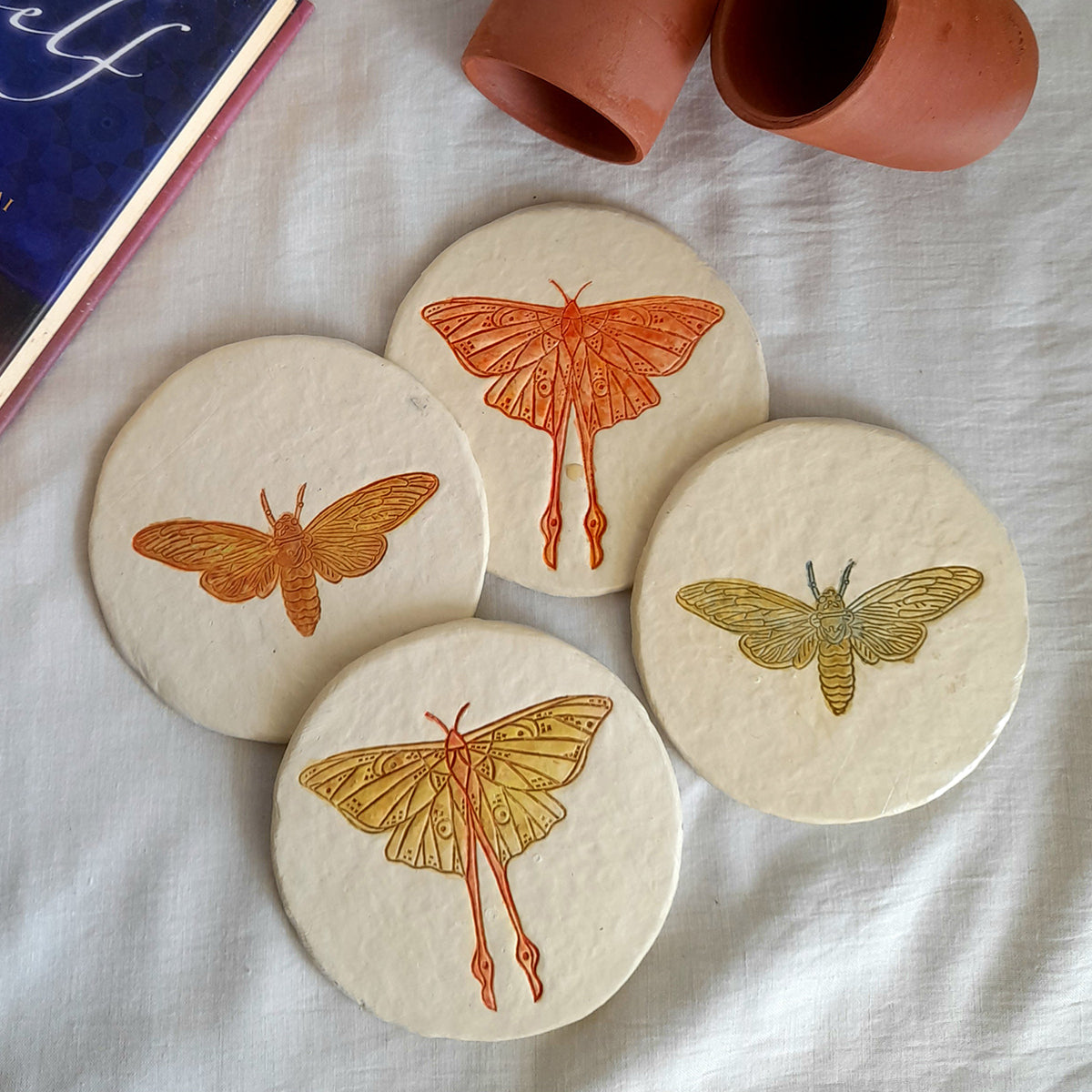 Hawk & Luna Orange Coasters