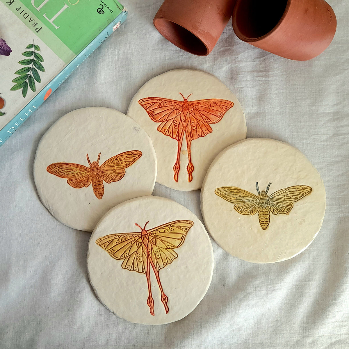 Hawk & Luna Orange Coasters