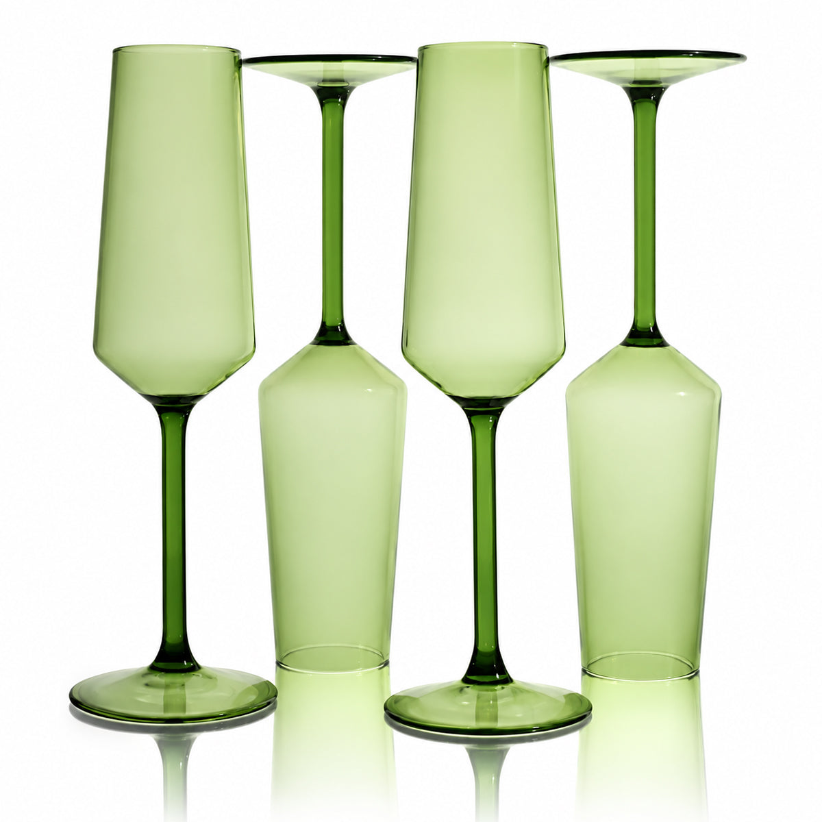 Stem Flute Glass (Set of 4) - Green