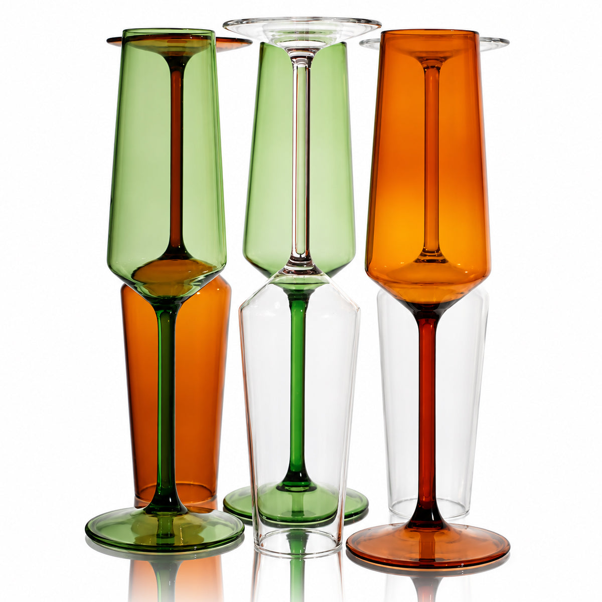 Stem Flute Glass (Set of 2) - Clear & Pink