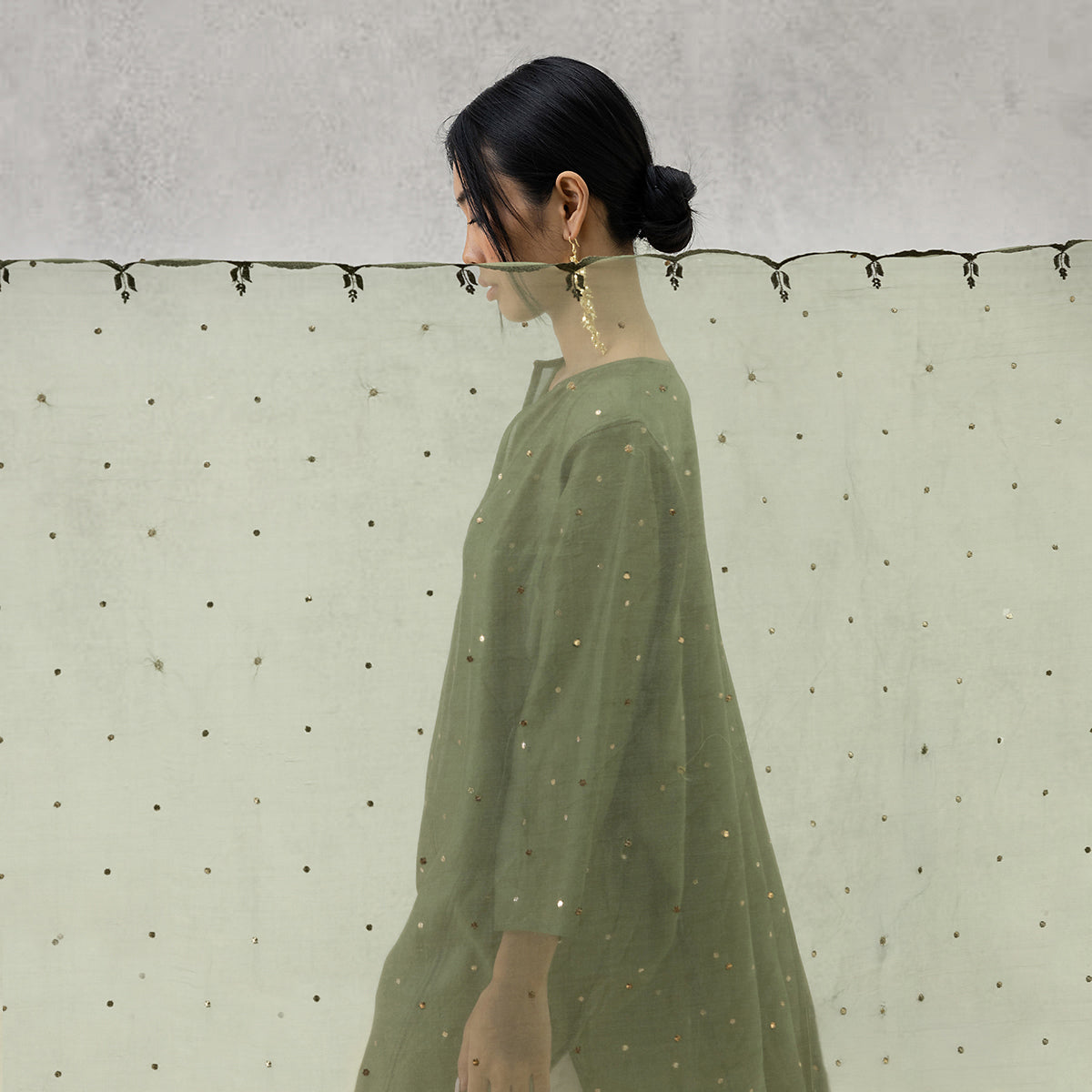Mist Dupatta - Dark Green
