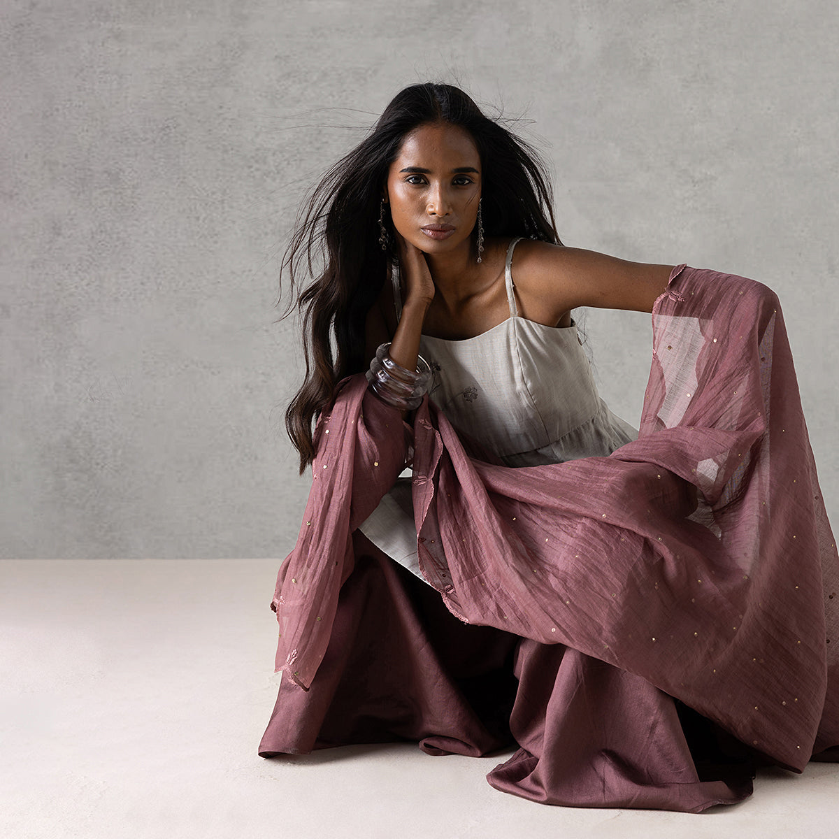 Mist Dupatta - Mauve