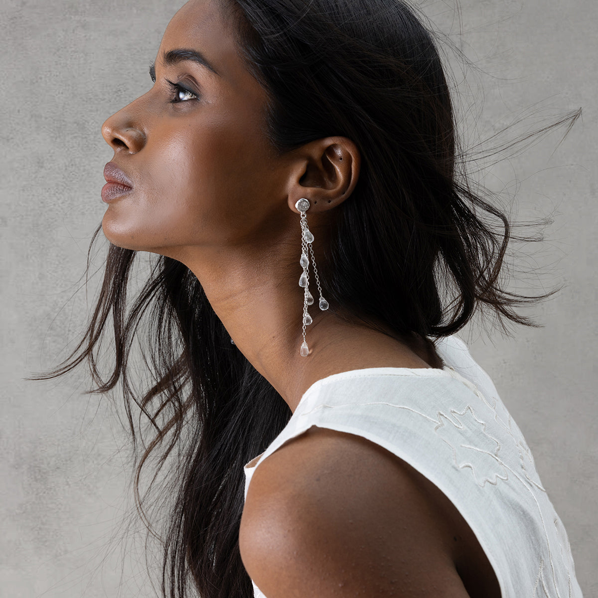 Dew Drop Danglers - Silver & Clear