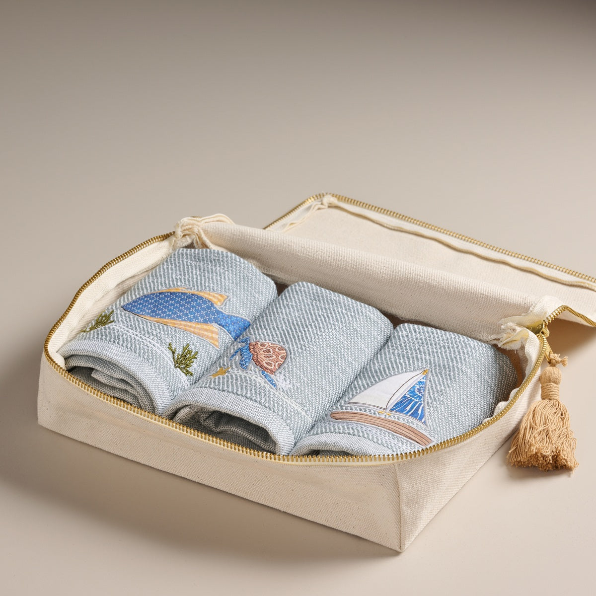 Ocean- Set of 3 Face Towels-GOFT-Canvas Box