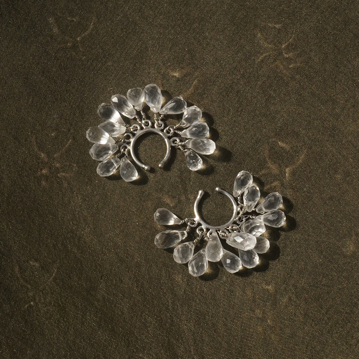 Dew Drop Ear Cuff - Silver & Clear