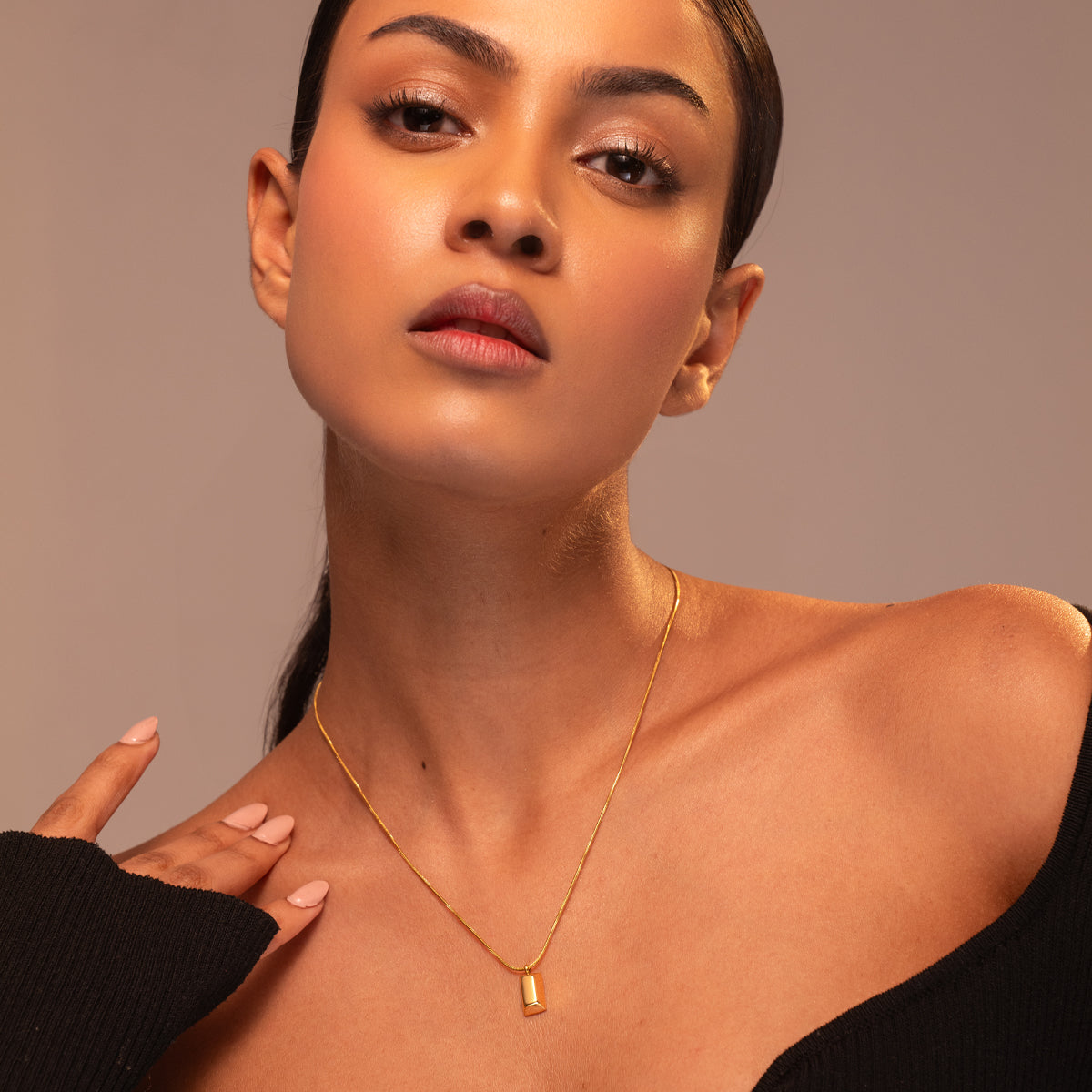 18KT Gold Plated Brick Pendant