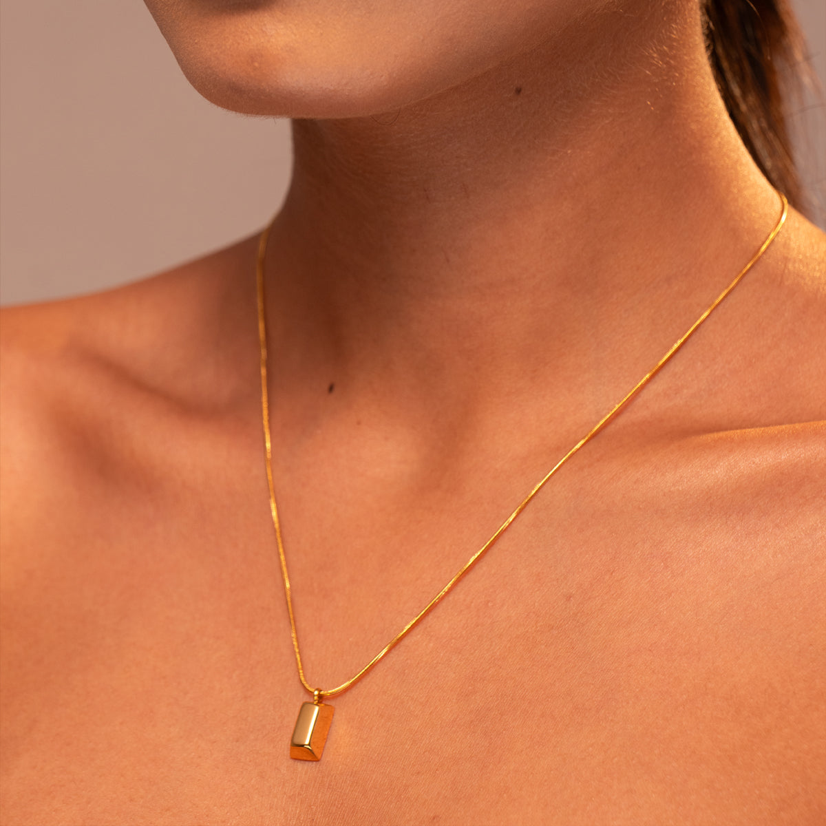 18KT Gold Plated Brick Pendant