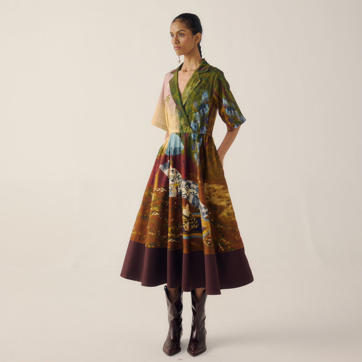 Lakeside Print Blocked Dress