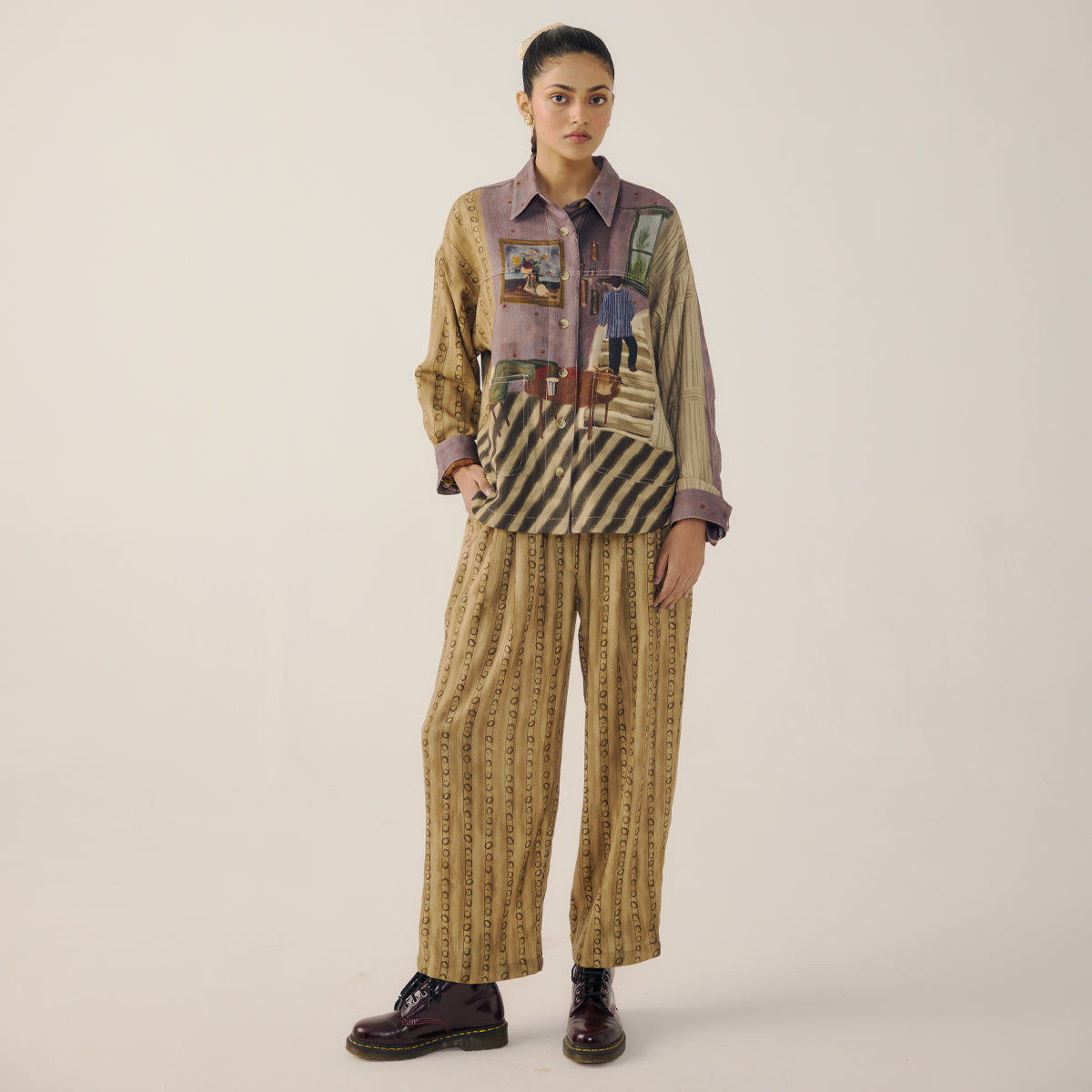 Mustard Stripes Drawstring Pants