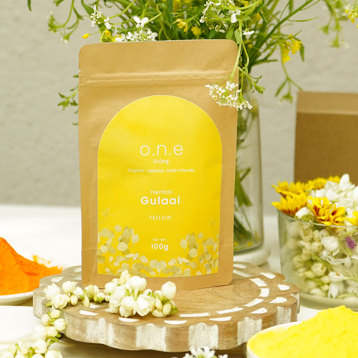 Natural Herbal Gulaal | Pink, Yellow, Green & Orange | Set of 4