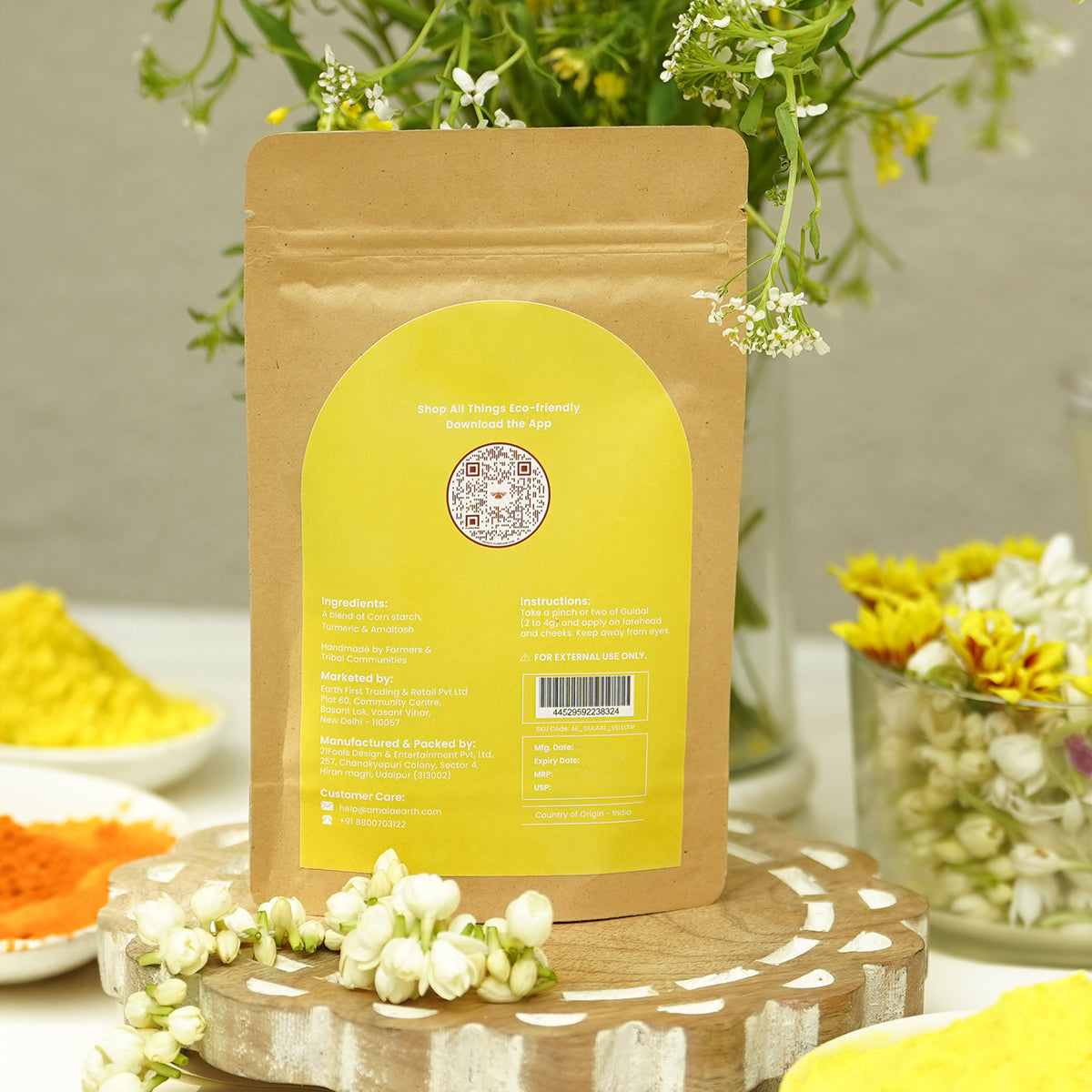 Natural Herbal Gulaal | Pink, Yellow, Green & Orange | Set of 4