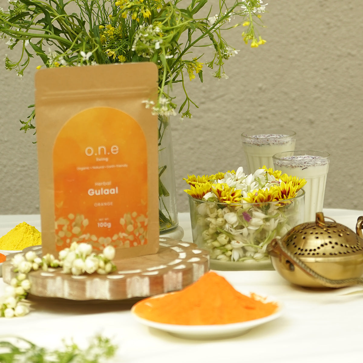 Natural Herbal Gulaal | Pink, Yellow, Green & Orange | Set of 4