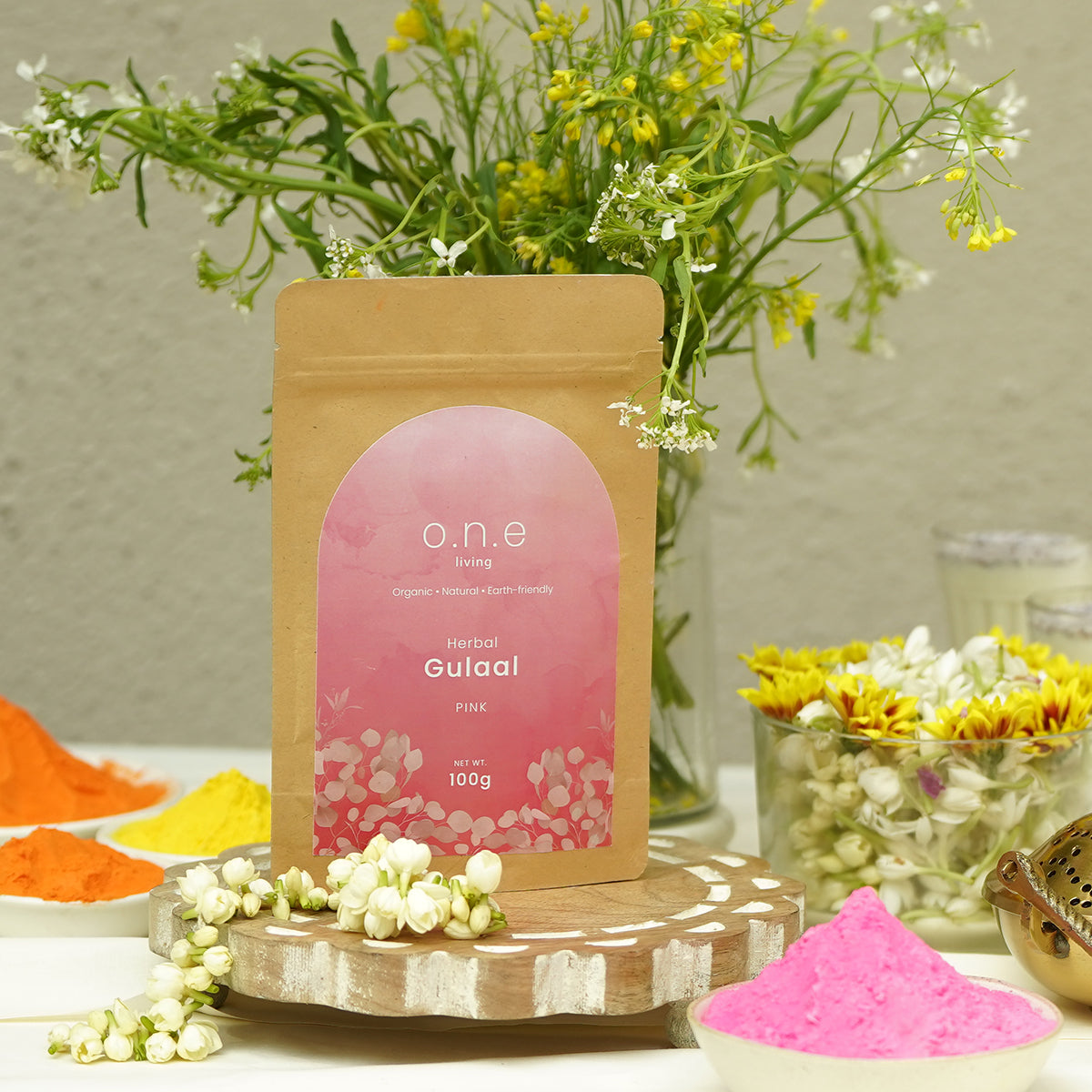 Natural Herbal Gulal & Thandai Mix | Pink & Yellow | 100 g | Set of 3