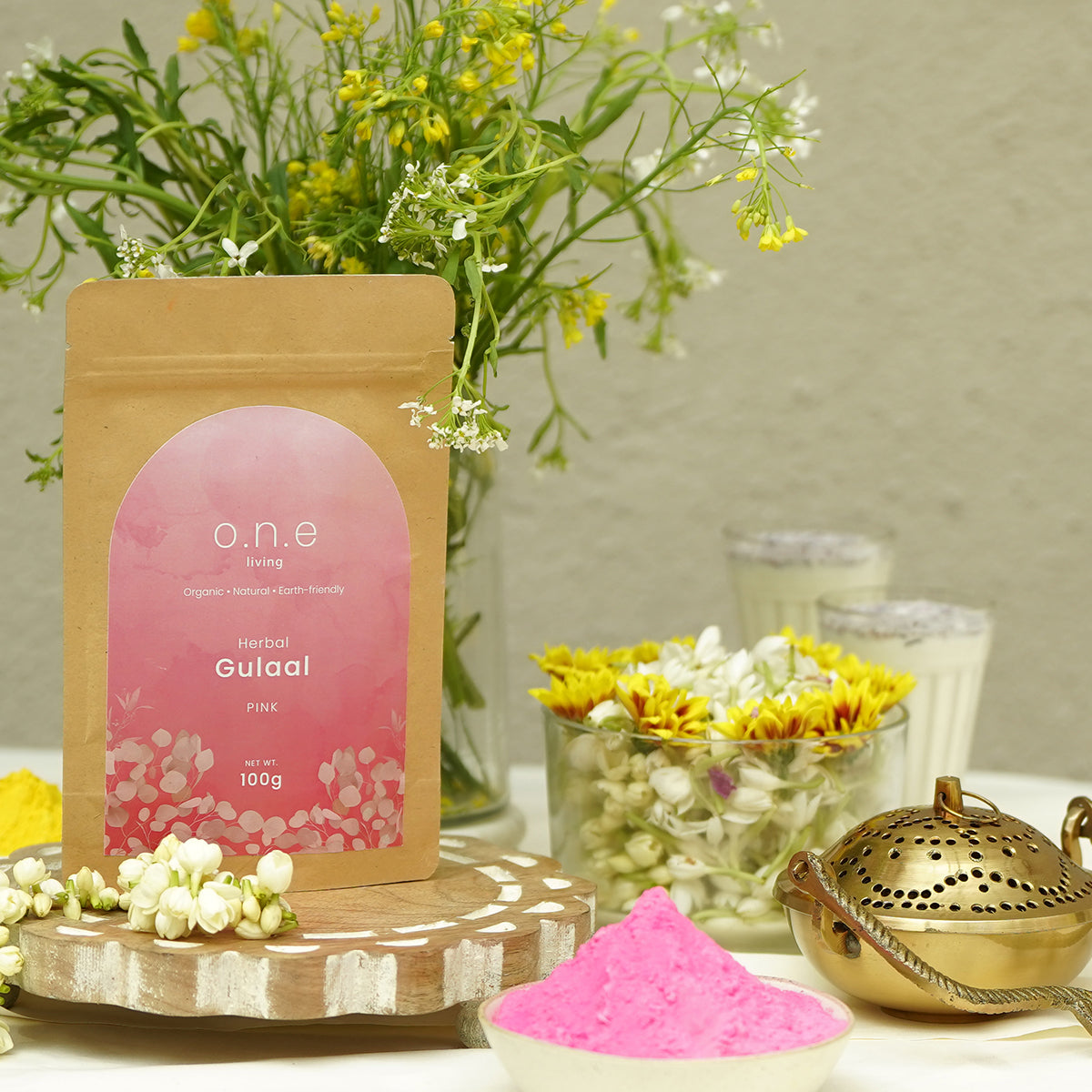 Natural Herbal Gulal | Pink & Yellow | 100 g | Set of 2