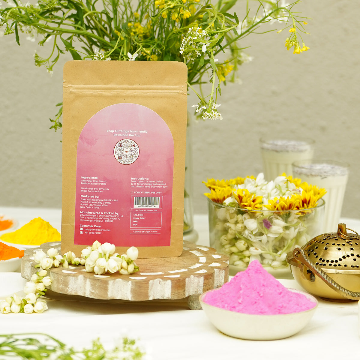 Natural Herbal Gulal & Thandai Mix | Pink & Yellow | 100 g | Set of 3