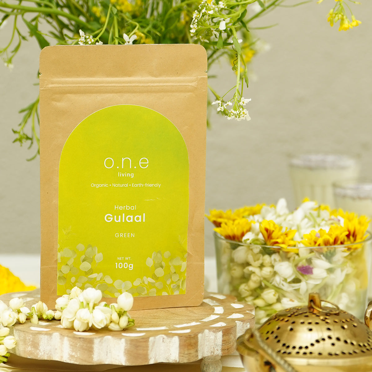 Natural Herbal Gulal | Green & Orange | 100 g | Set of 2