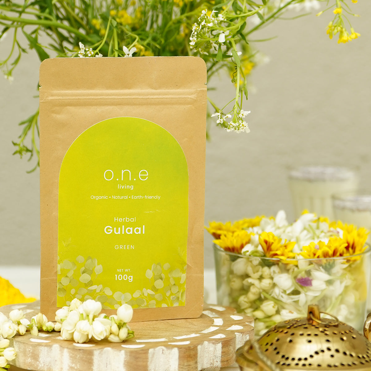 Natural Herbal Gulaal | Pink, Yellow, Green & Orange | Set of 4